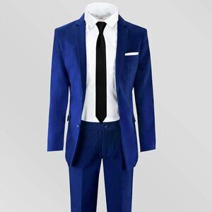 Boys' Slim Fit Suit Complete Outfit in Blue Color